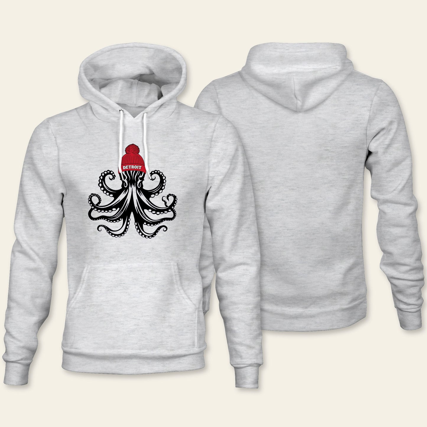 Detroit Hockey Octopus - Ash Fleece Hoodie