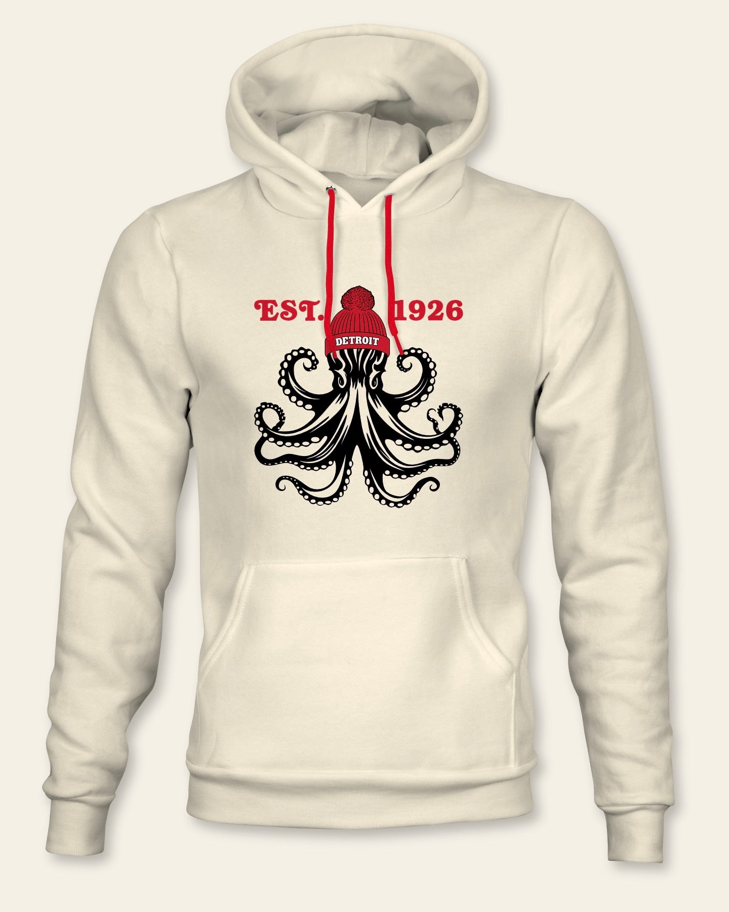 Detroit Hockey 1926 Octopus - Natural Fleece Hoodie