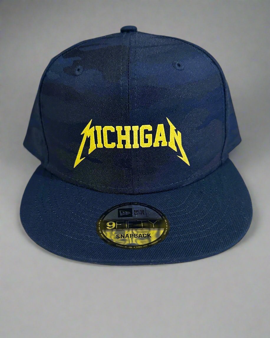 Michigan - New Era Navy Camo Snapback Trucker Hat