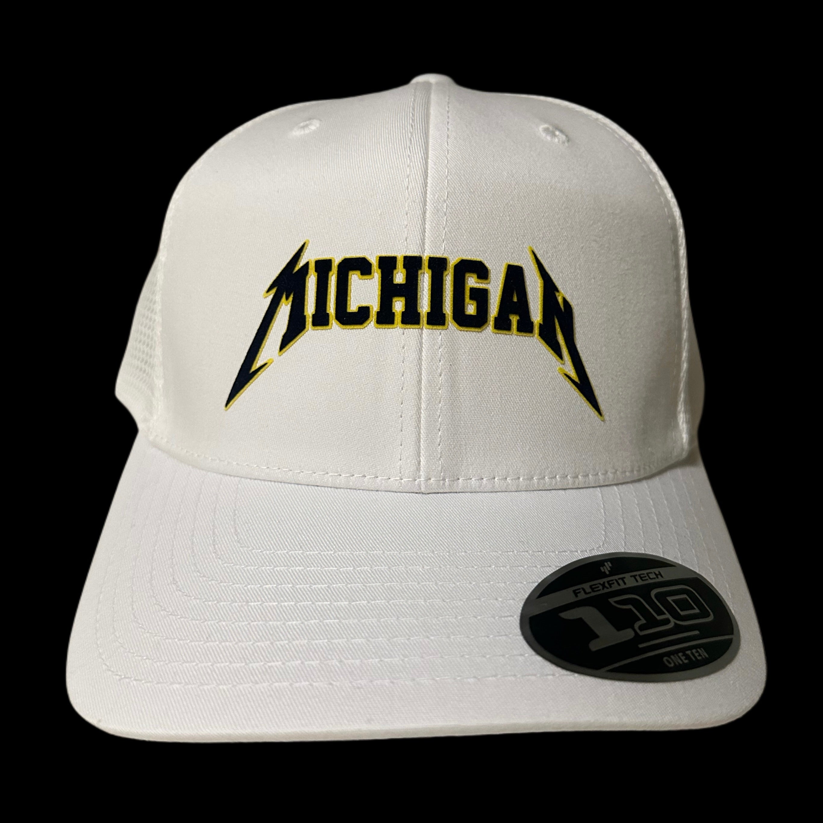 Michigan - White Flexfit 110 Snapback Trucker Hat