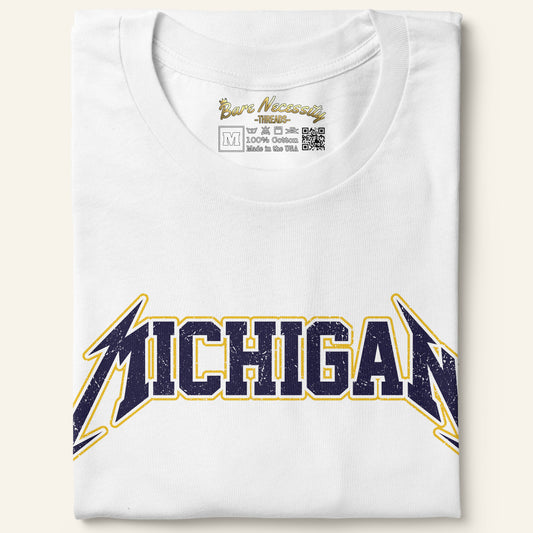 Michigan Distressed Short Sleeve - White Shirt