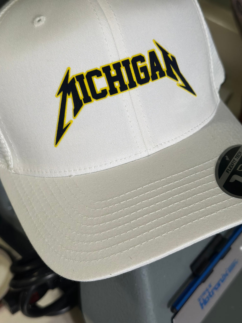 Michigan - White Flexfit 110 Snapback Trucker Hat
