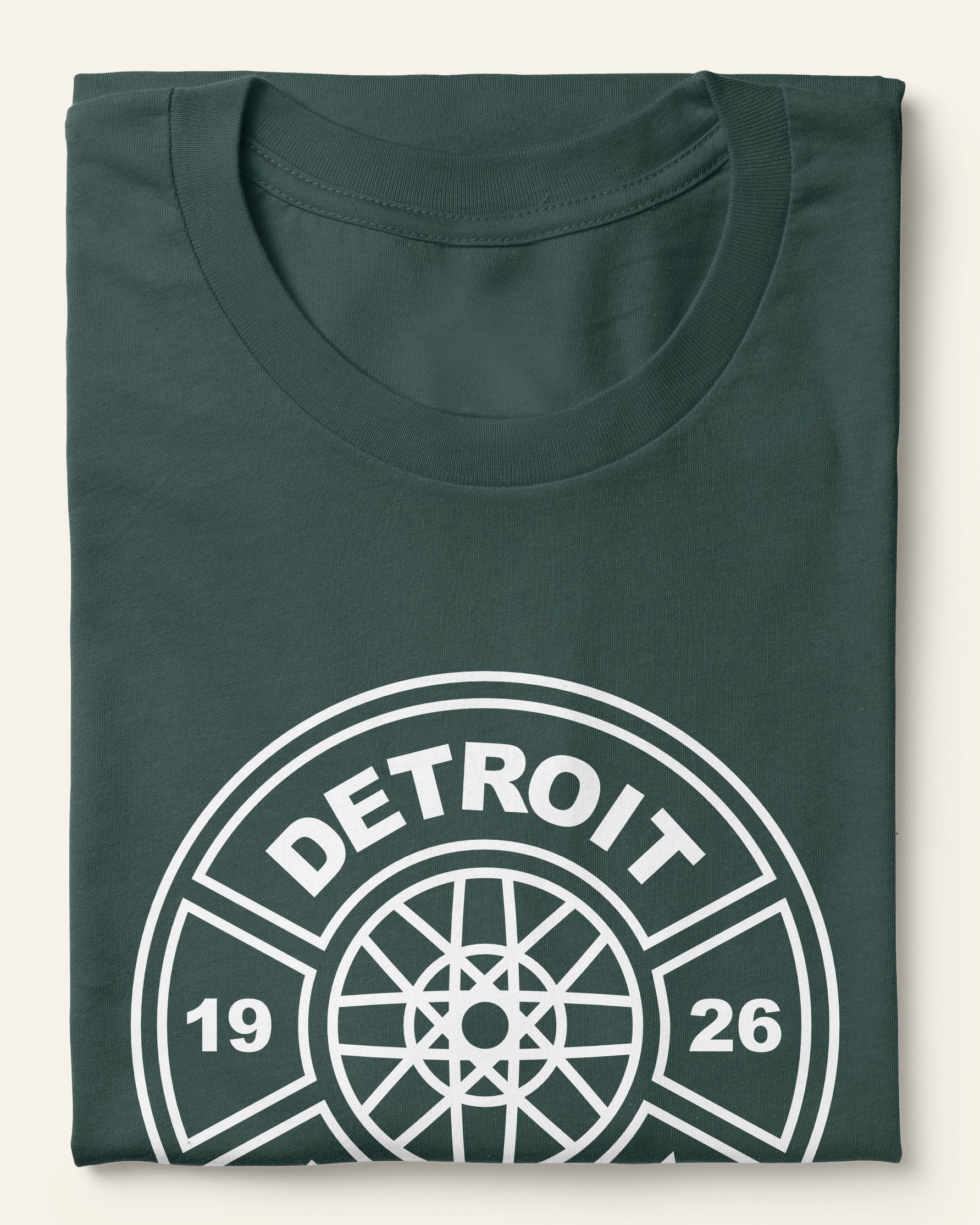 Detroit Hockey Wheel - Forest Green Short Sleeve Shirt