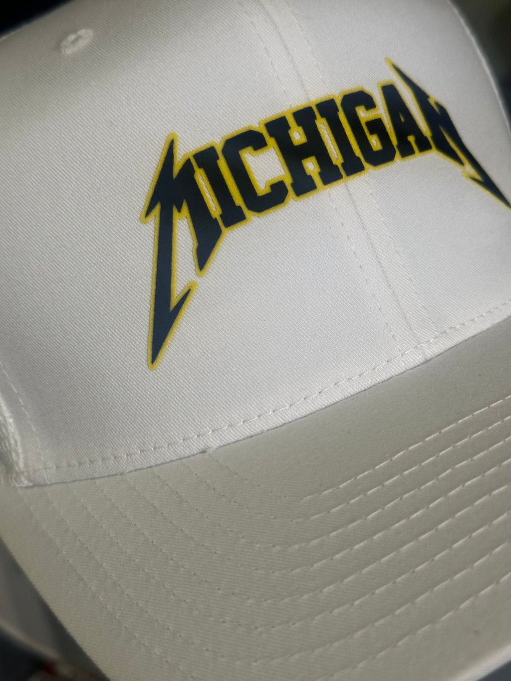 Michigan - White Flexfit 110 Snapback Trucker Hat