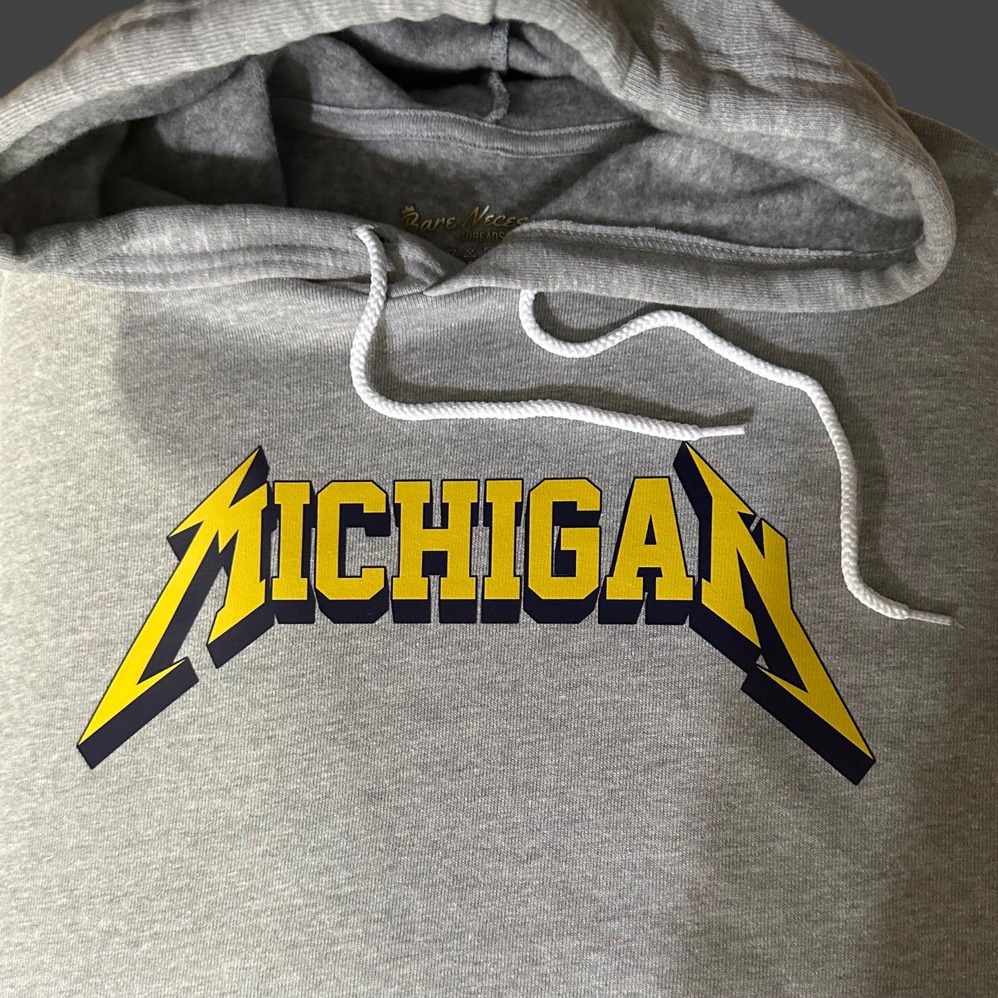 Maize and Blue Michigan Block Lettering- Athletic Heather Fleece Hoodie