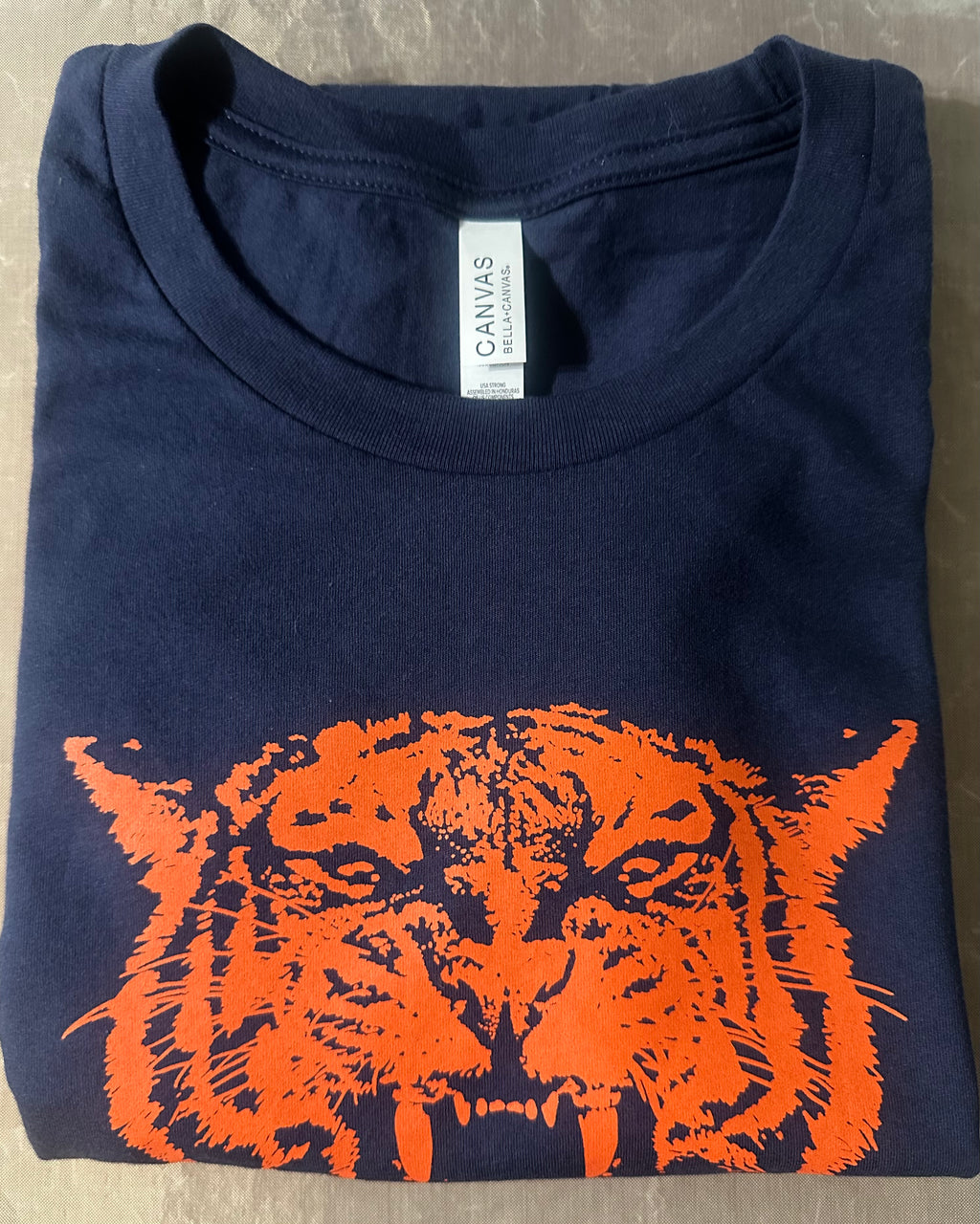 Detroit Baseball Orange Tiger - Short Sleeve Navy Shirt