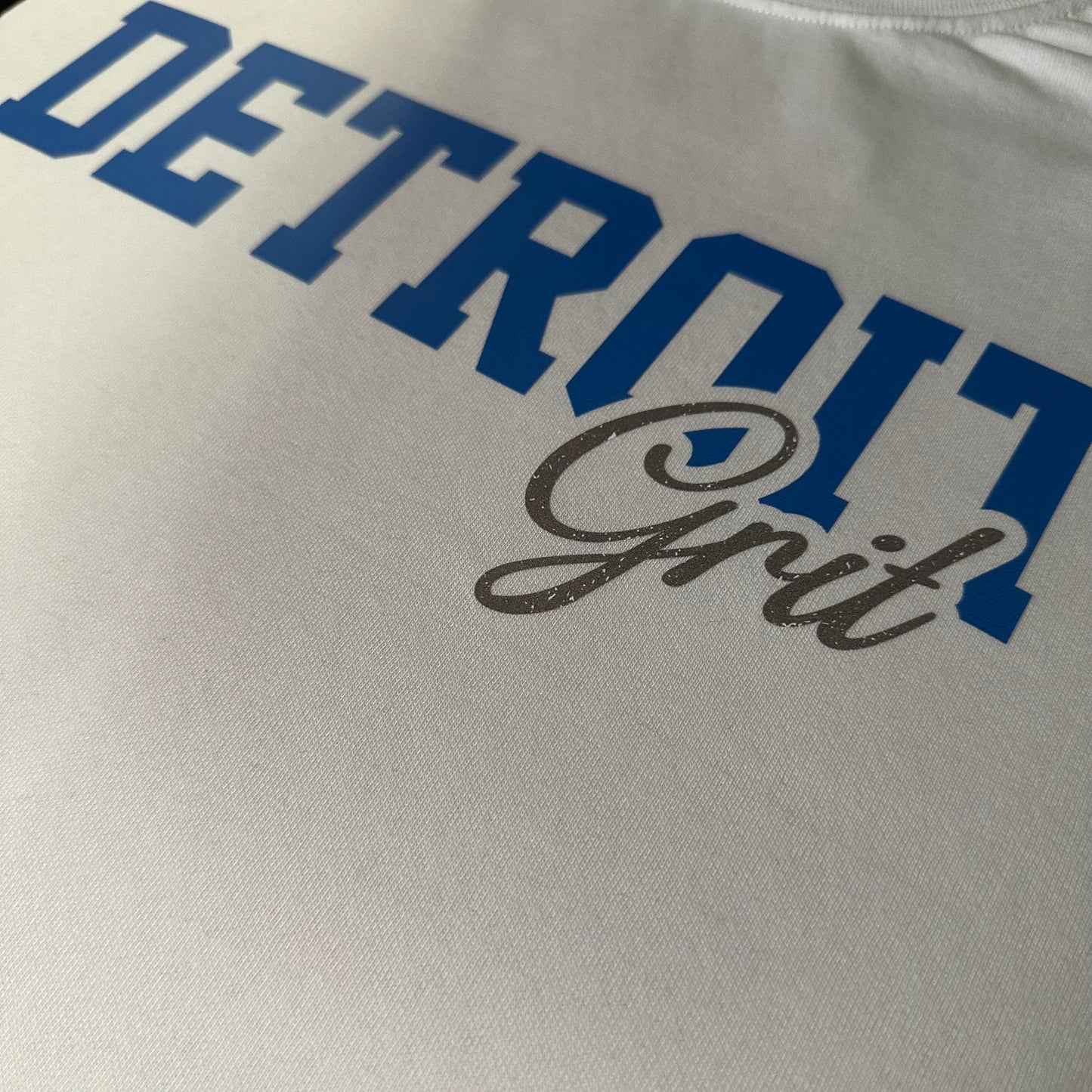 Detroit Grit - White Raglan Bella+Canvas Sweatshirt