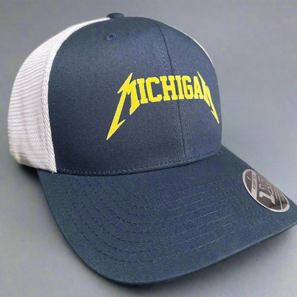 Michigan - Navy & White Flexfit 110 Snapback Trucker Hat