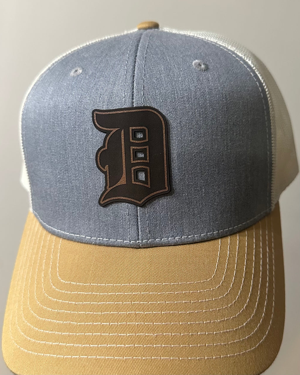 Detroit Baseball Genuine Leather Old English D - Richardson Snapback Hat