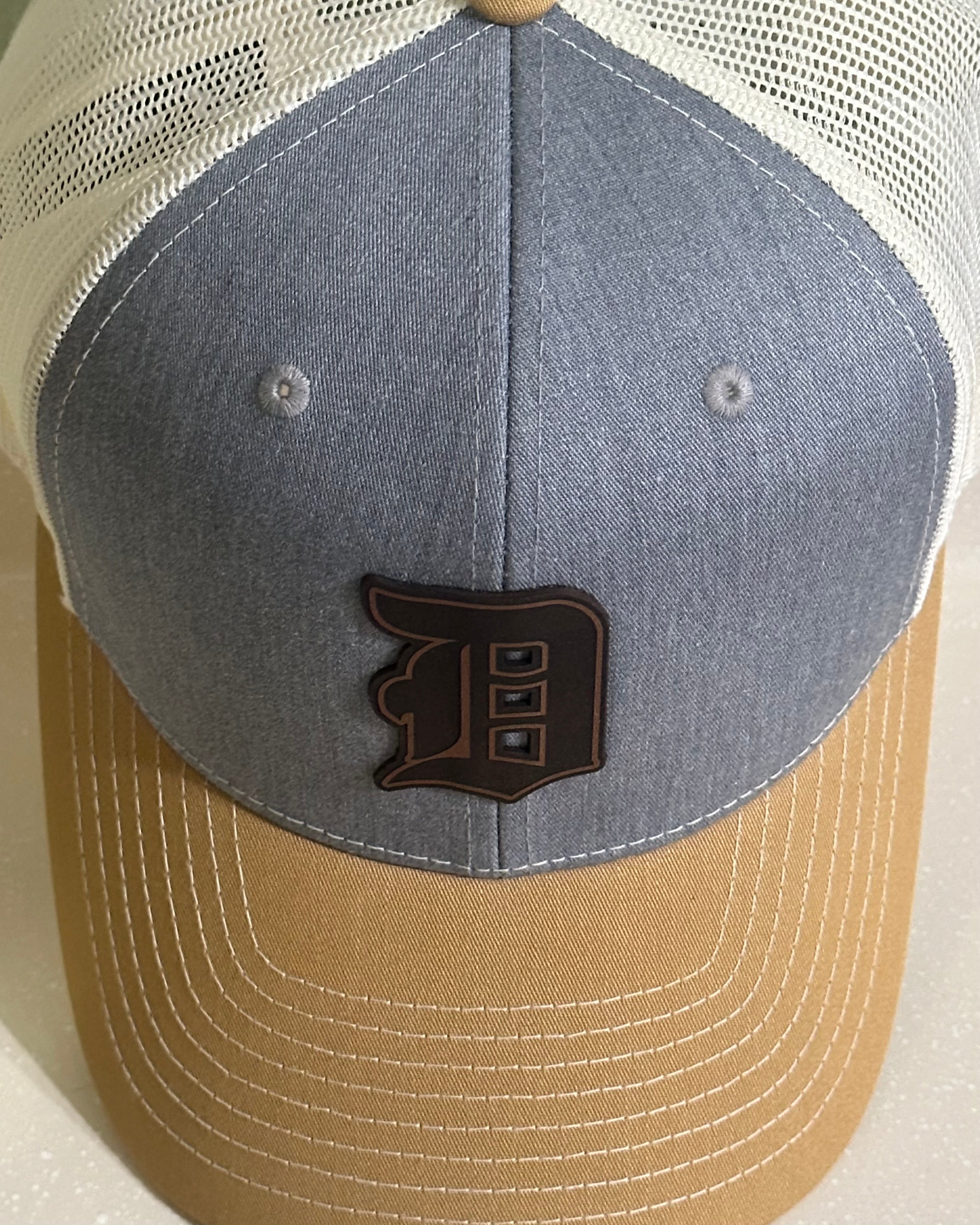 Detroit Baseball Genuine Leather Old English D - Richardson Snapback Hat