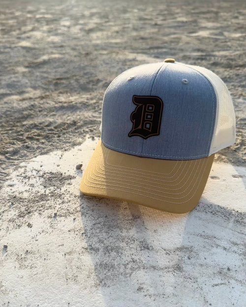 Detroit Baseball Genuine Leather Old English D - Richardson Snapback Hat