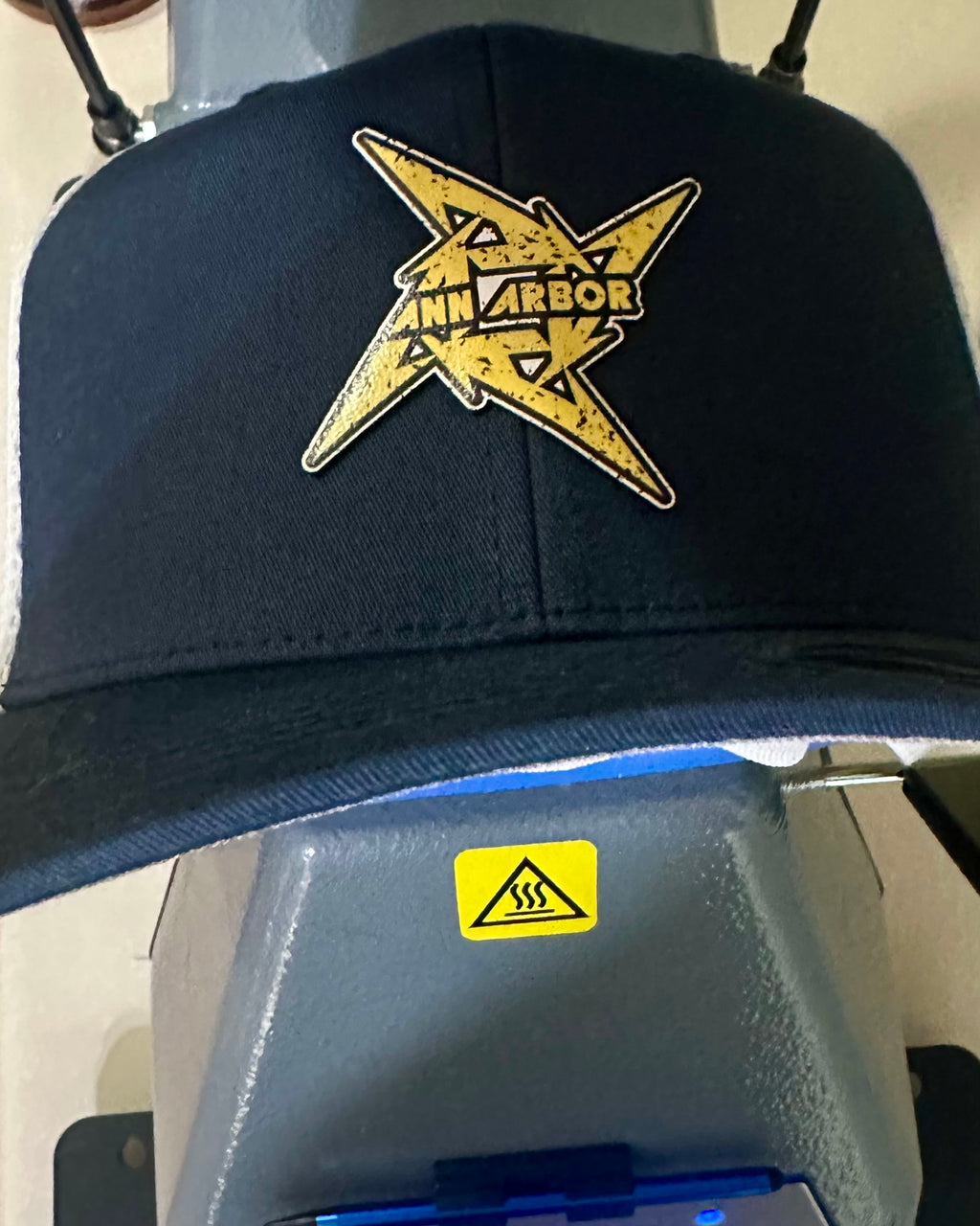 Ann Arbor Michigan Ninja Star - Navy & White Flexfit 110 Snapback Trucker Hat