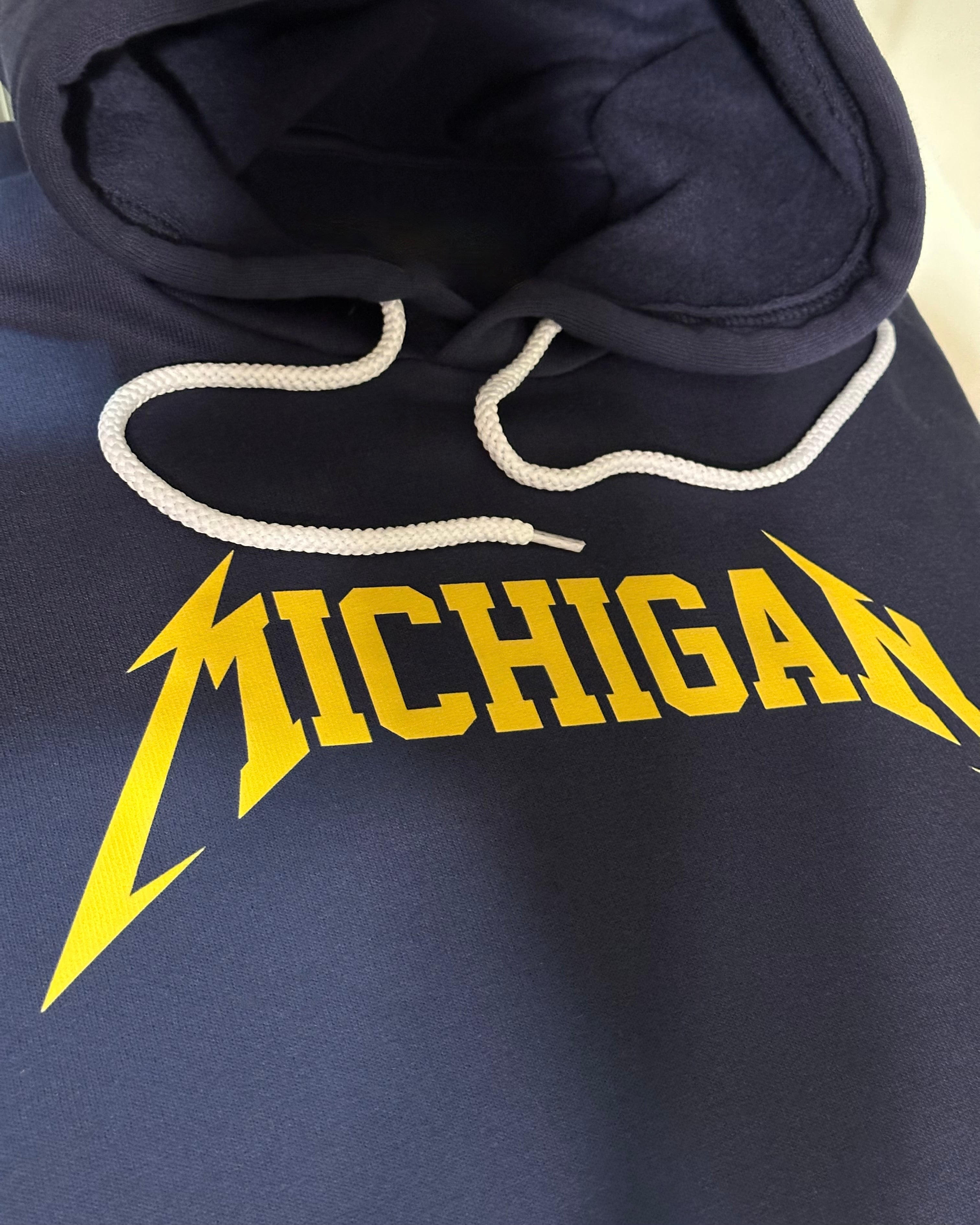 Maize and Blue Michigan - Navy Fleece Hoodie