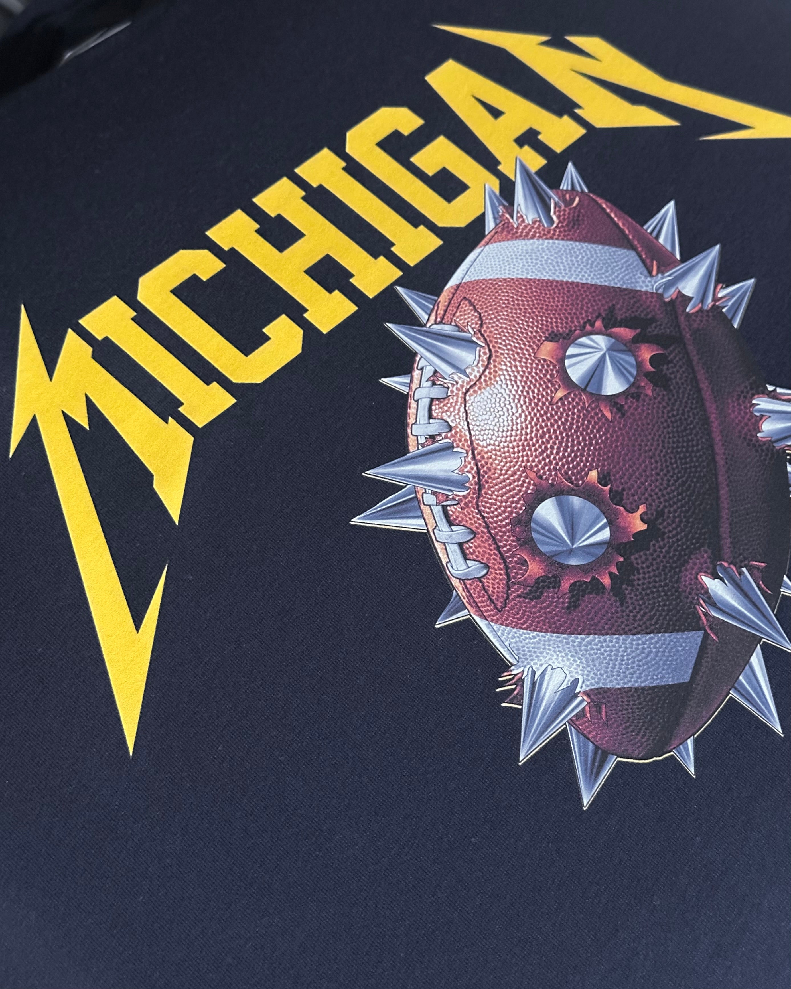 Michigan Spiked Football Maize & Blue Shirt