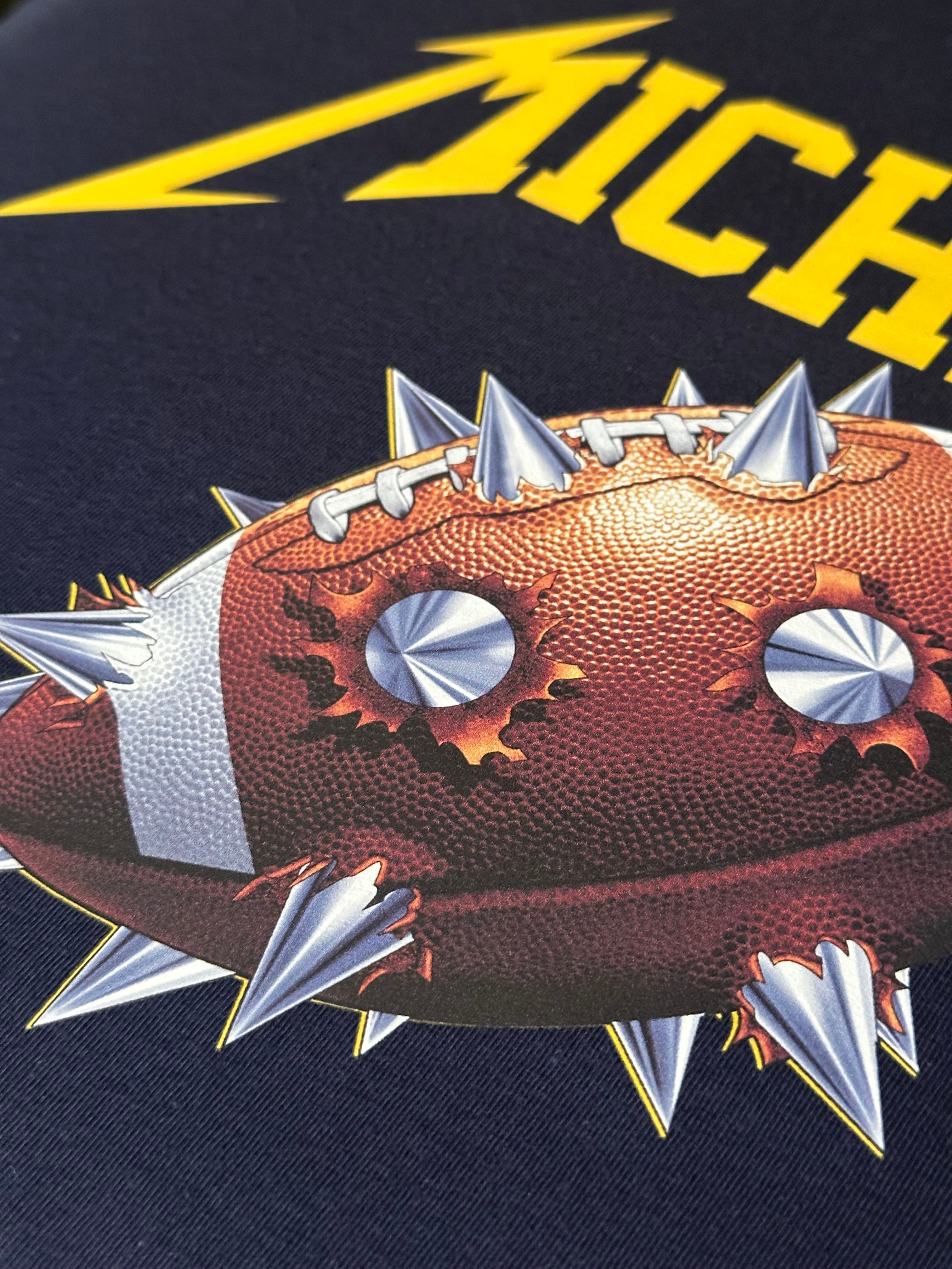 Michigan Spiked Football Maize & Blue Shirt
