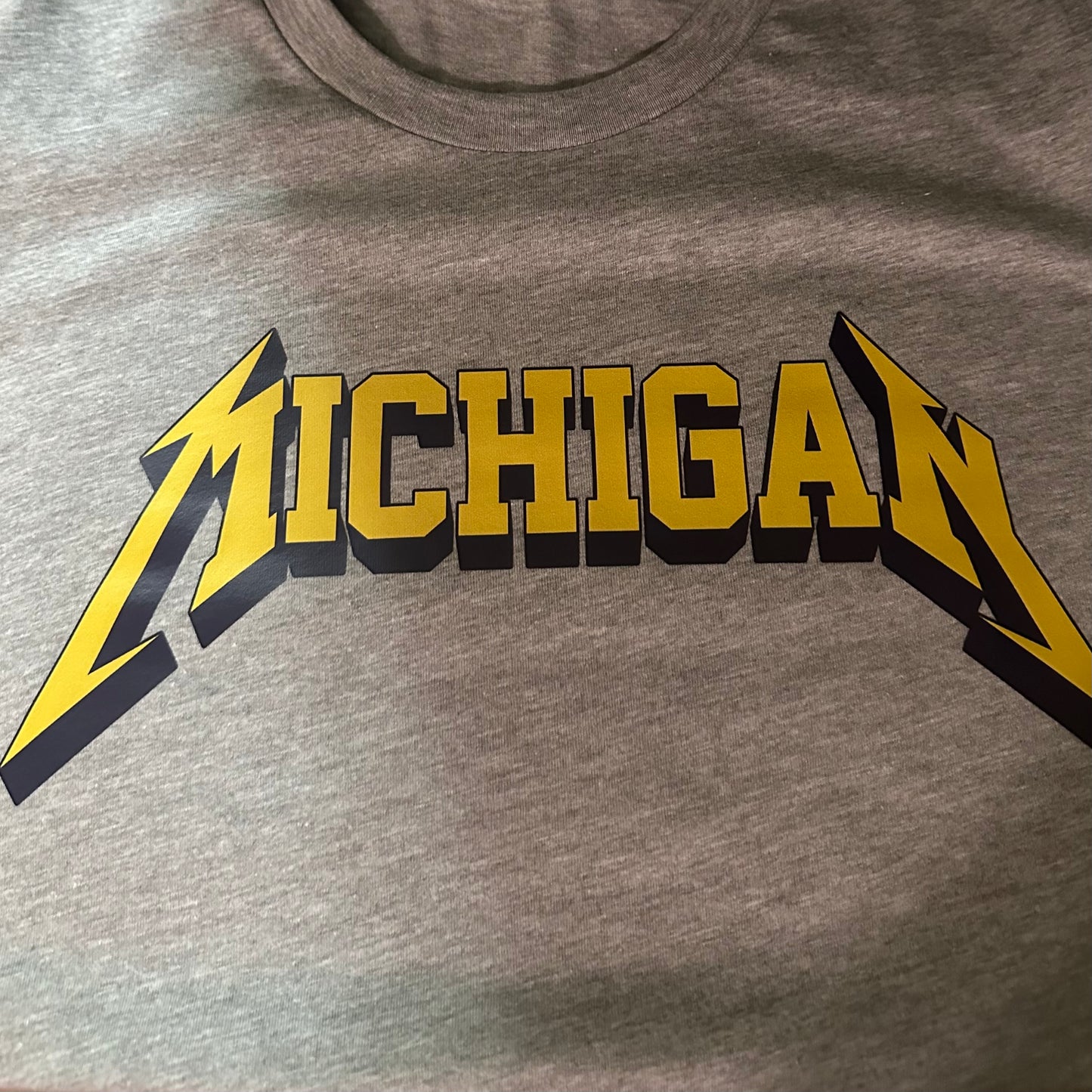 Michigan Athletic Heather Maize and Blue Block Logo Shirt