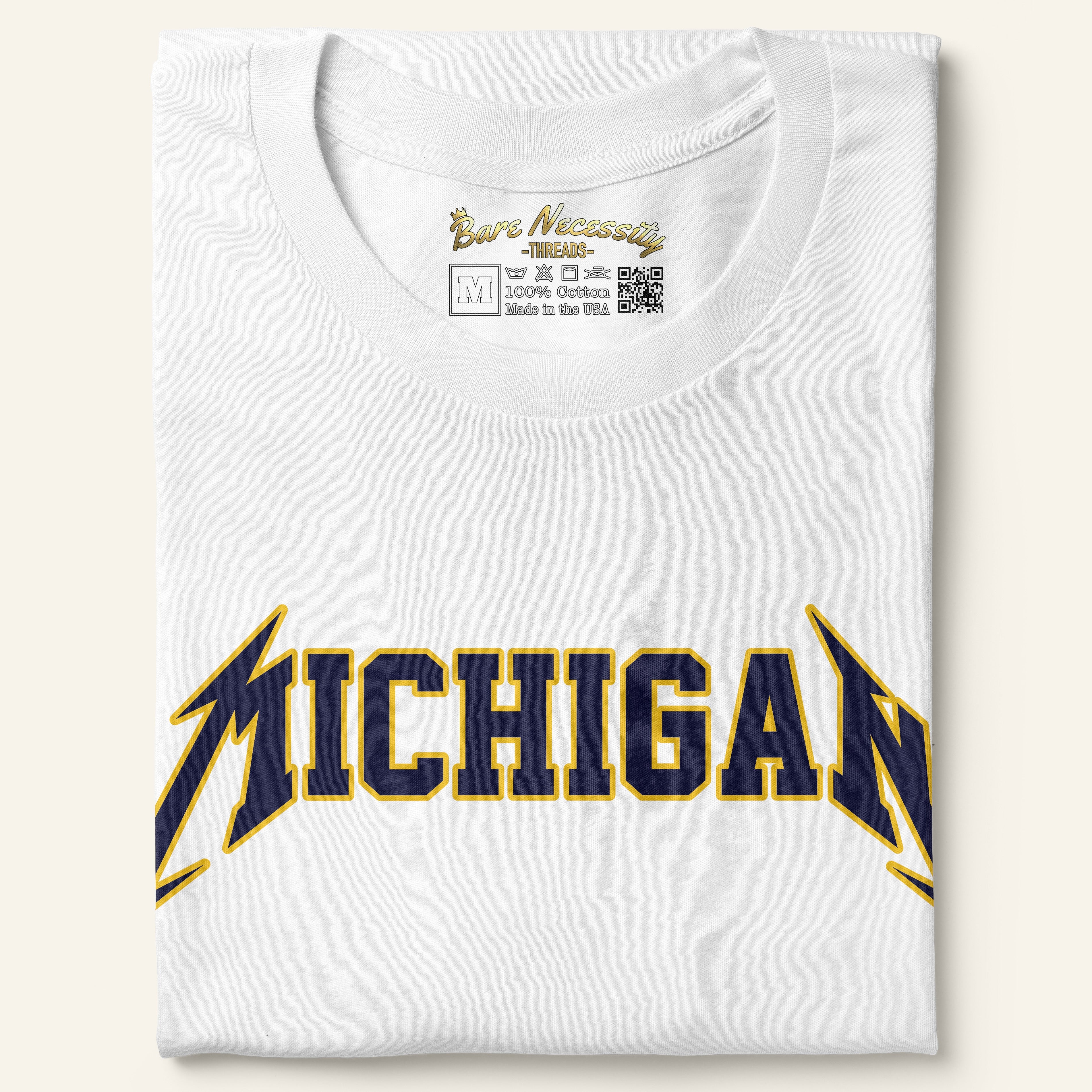 Michigan Maize White & Blue - Short Sleeve White Shirt