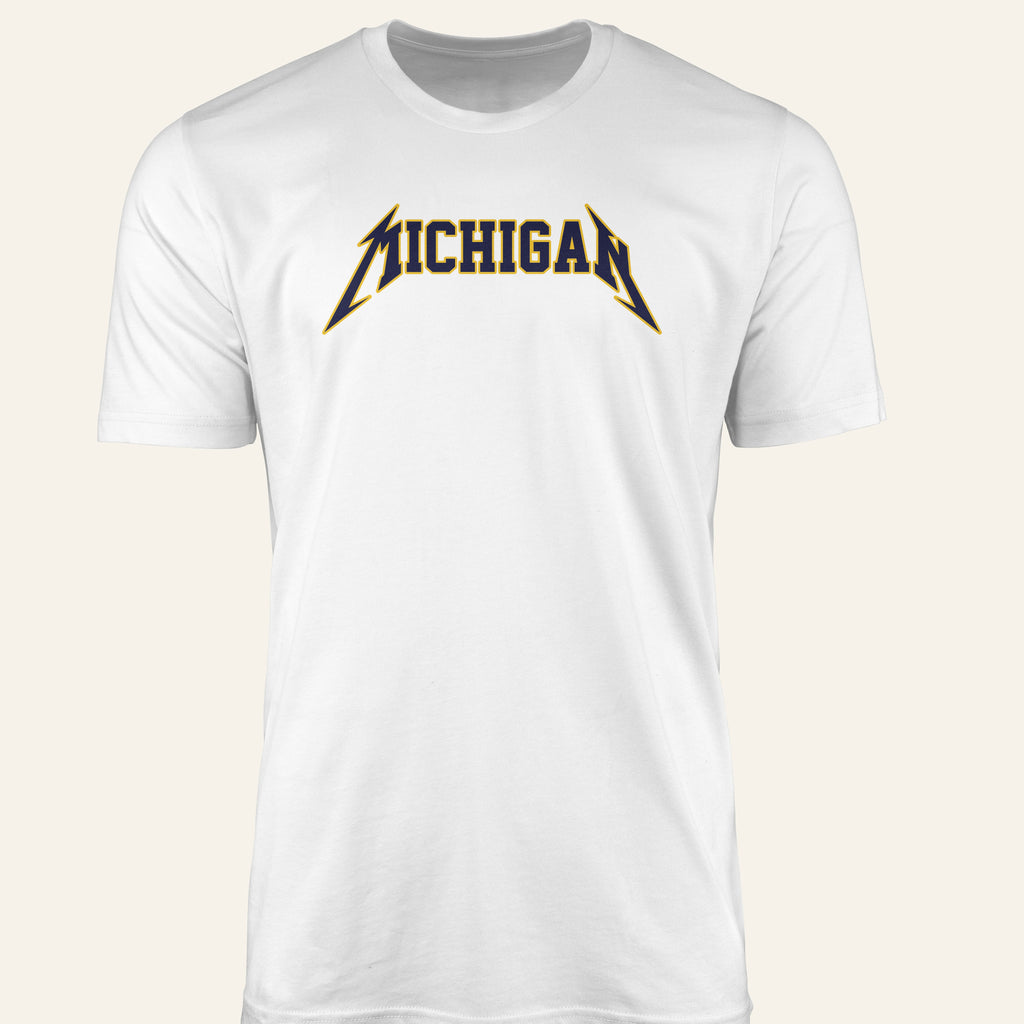 Michigan Maize White & Blue - Short Sleeve White Shirt