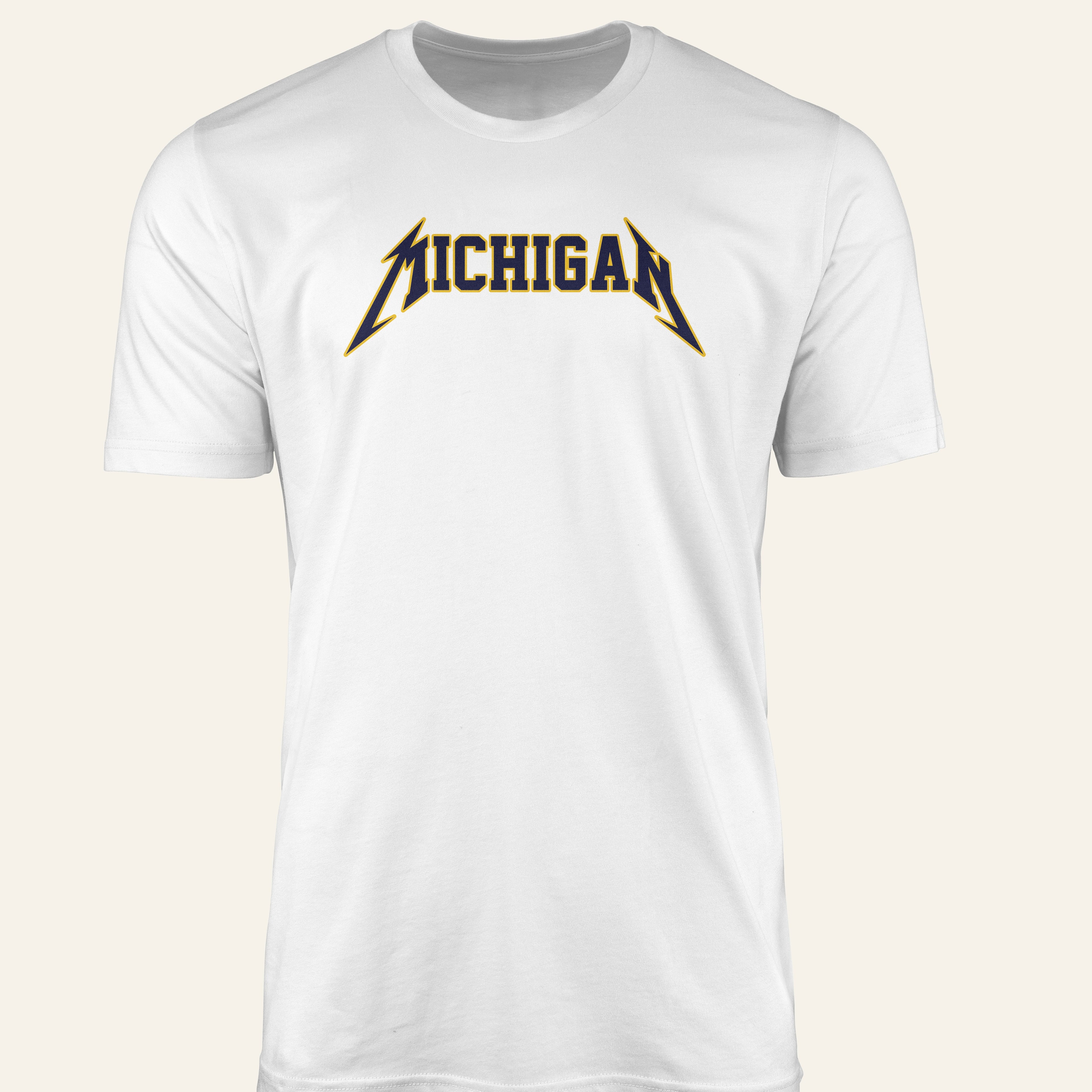 Michigan Maize White & Blue - Short Sleeve White Shirt