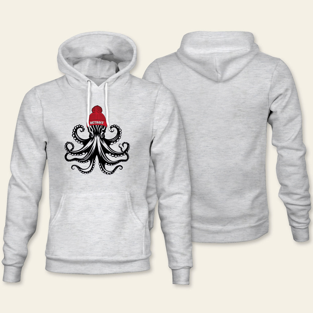 Detroit Hockey Octopus - Ash Fleece Hoodie