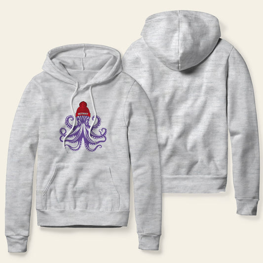 Detroit Hockey Octopus - Ash Fleece Hoodie