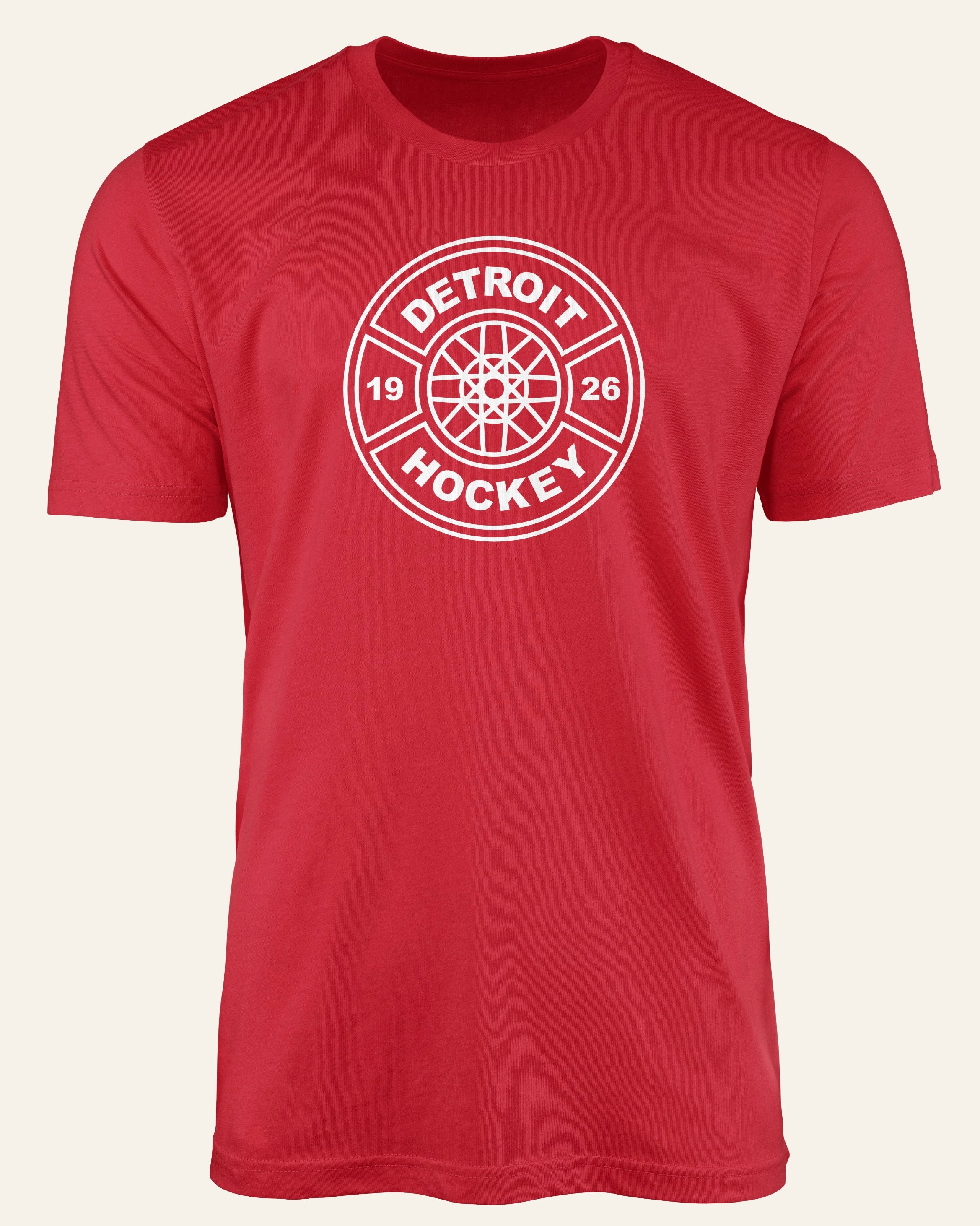 Detroit Hockey Wheel - Red Short Sleeve Shirt