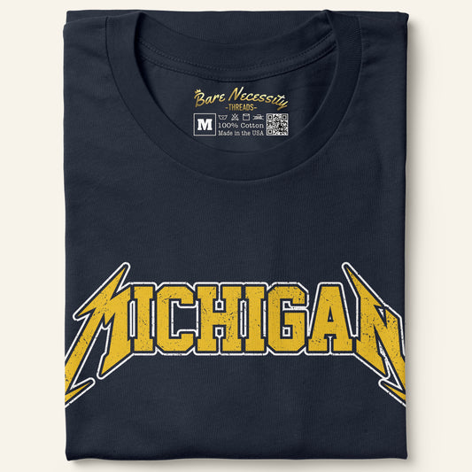 Maize & Blue Michigan Distressed Logo - Navy Short Sleeve Shirt