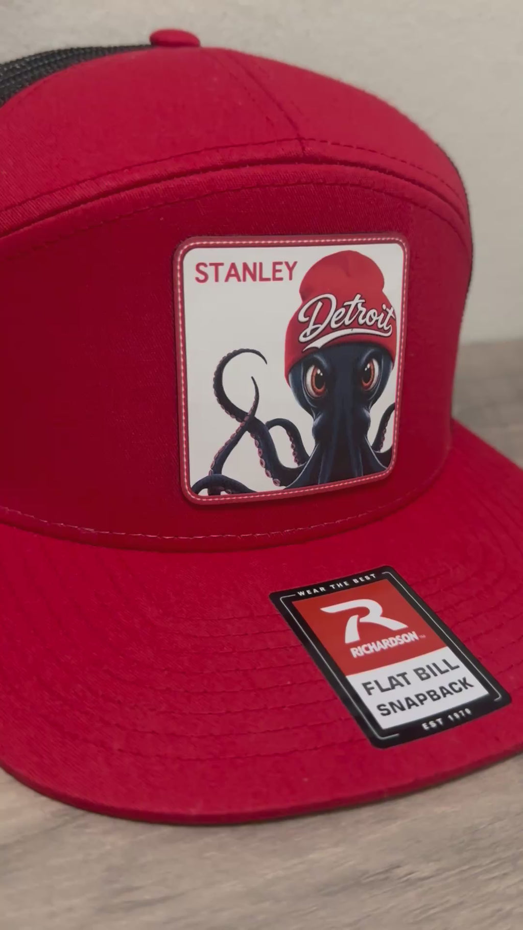 Stanley - The Octopus with Attitude Detroit Hockey - Richardson Red Hat