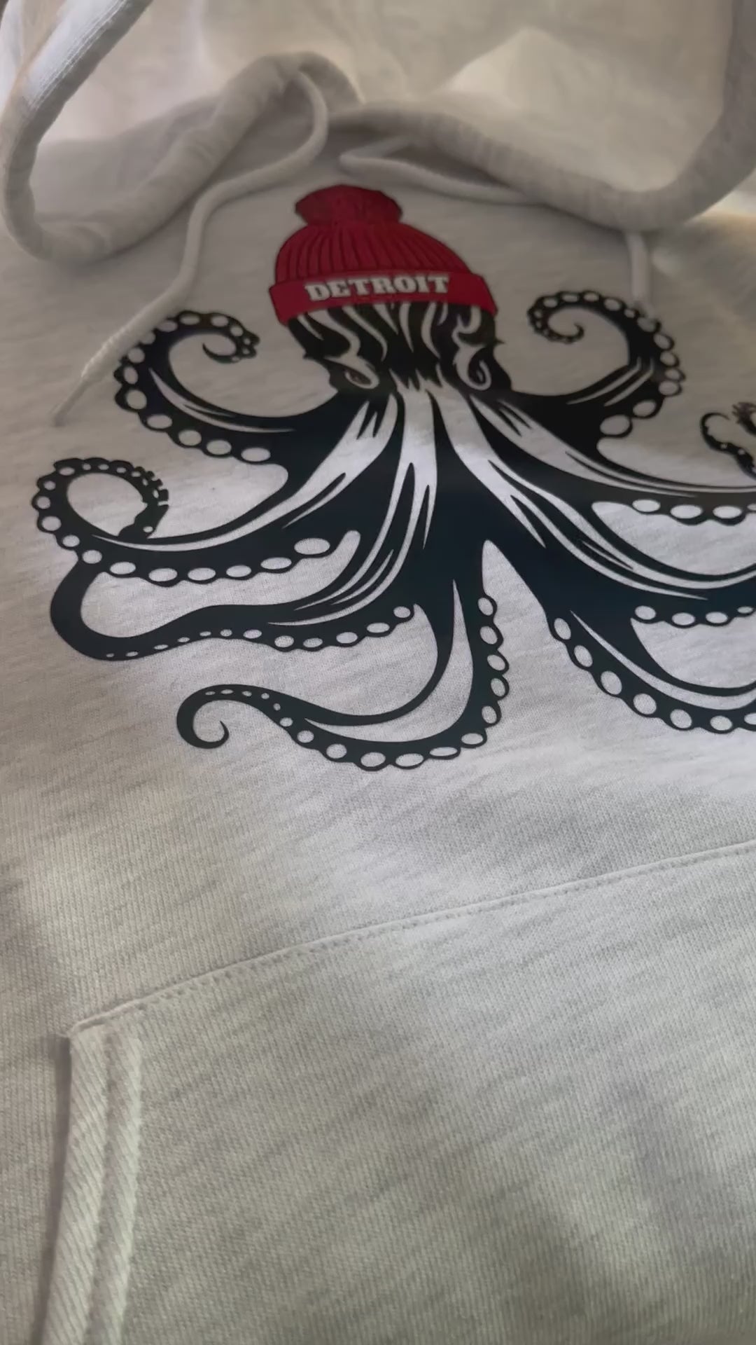 Detroit Hockey Octopus - Ash Fleece Hoodie