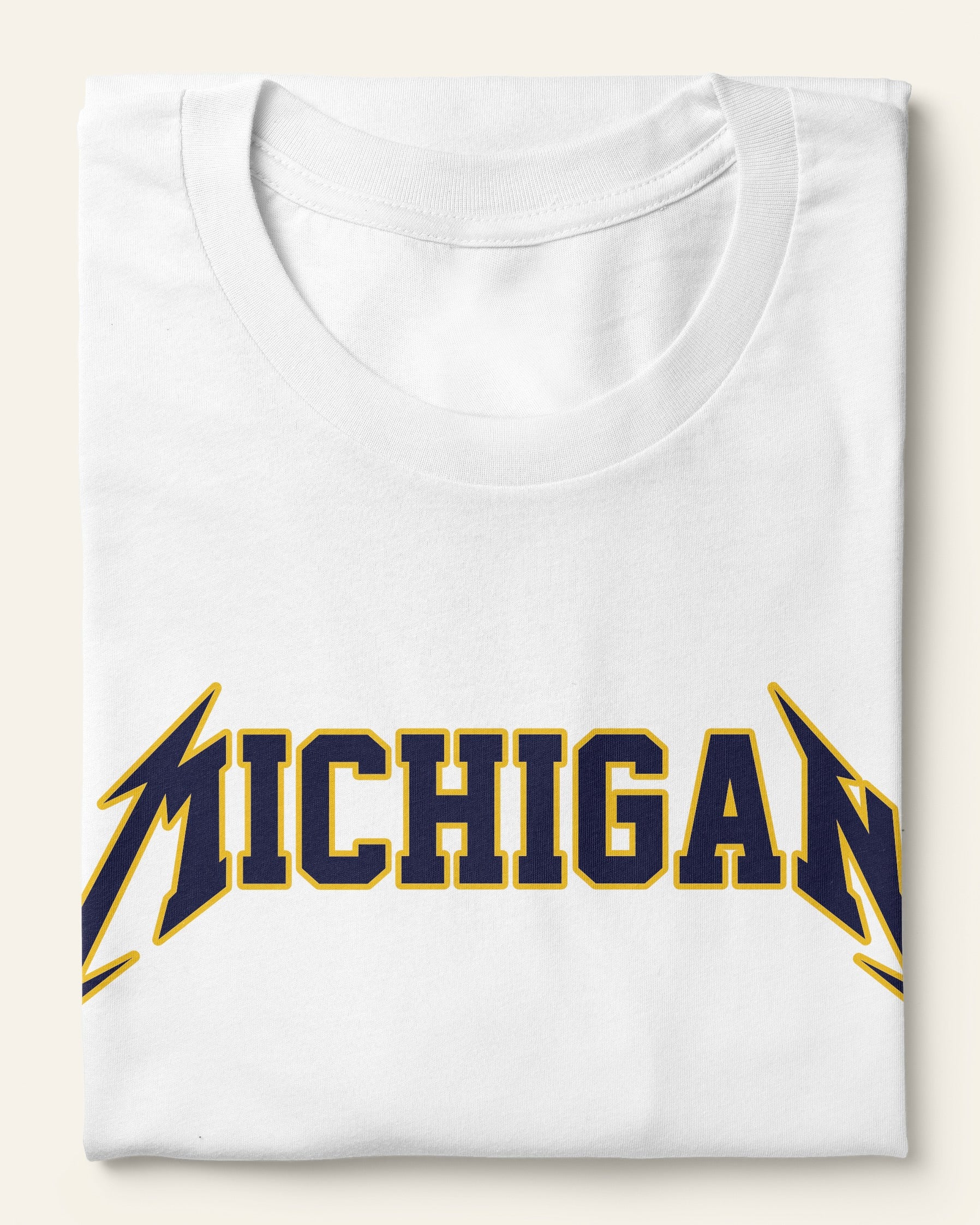 Michigan Maize White & Blue - Short Sleeve White Shirt